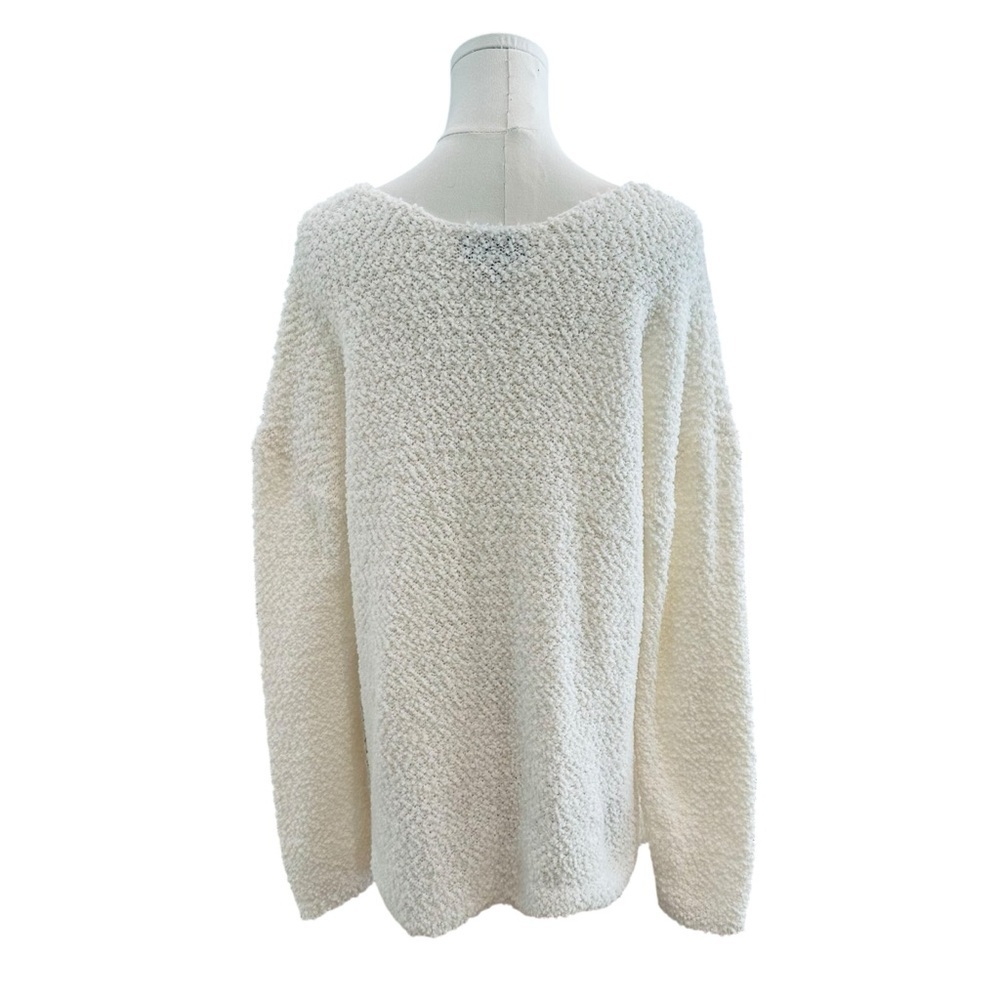 Women's Large Relaxed Ivory White Pullover Knit Cozy Winter Casual Soft Sweater - Picture 6 of 6